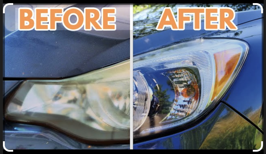Headlight before and after