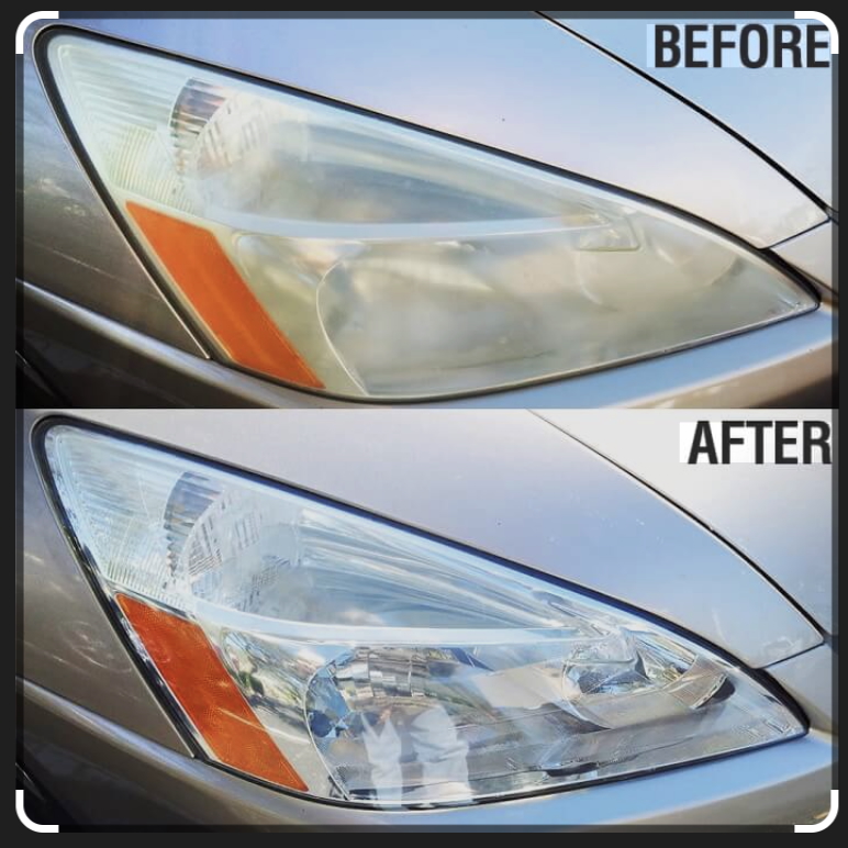 Headlight before and after